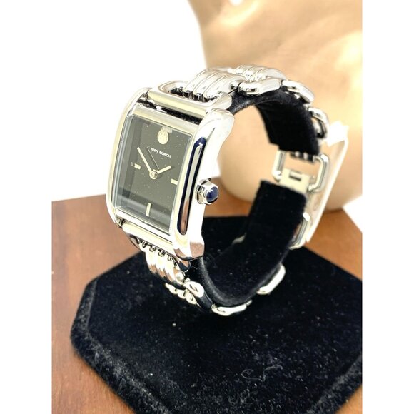 Tory Burch Womens Watch TBW1072 Eleanor Quartz Black Dial Silver Steel Tank 25mm main image 6